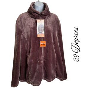 New! 32 Degrees Luxe Fur Full-Zip Purple Plush Winter Coat Jacket